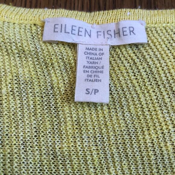 Eileen Fisher 100% Linen Sweater Melage Links V Neck Pullover asymmetrical - Picture 4 of 5